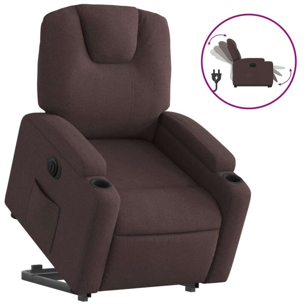 vidaXL Relaxsessel mit Aufstehhilfe Elektrisch Dunkelbraun Stoff
