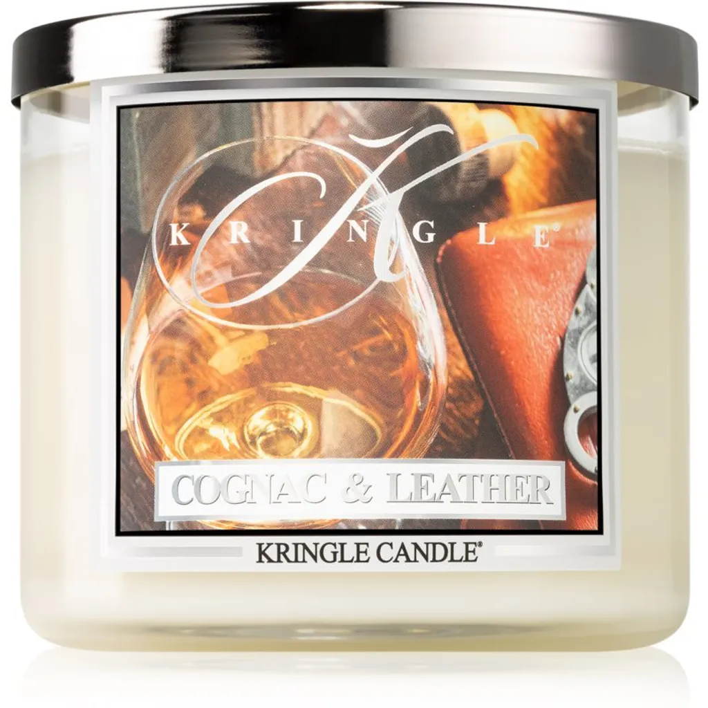 Bougie parfumée d'ambiance pour bureau et salon Brandy Leather 411g
