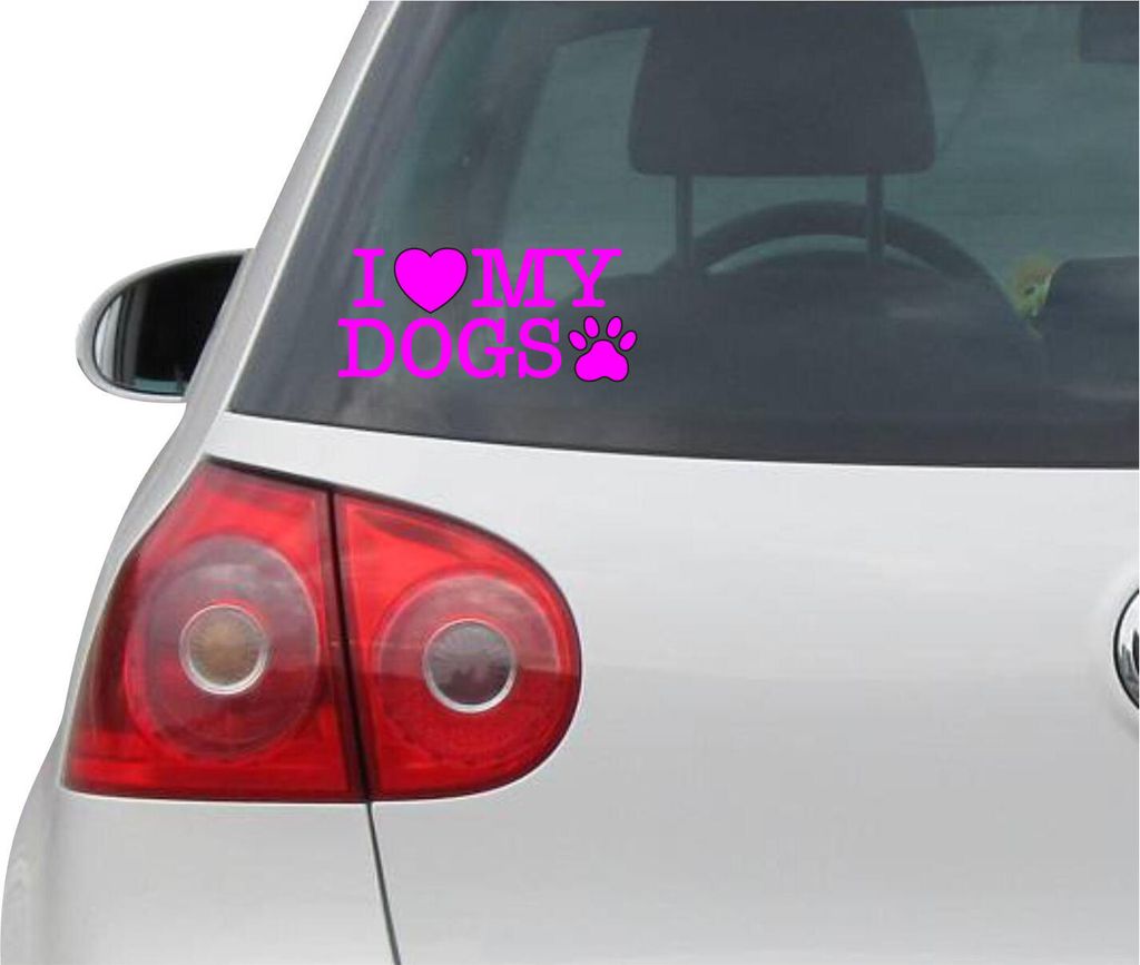 Aufkleber / Autoaufkleber - JDM - Die cut - I Love My Hund Decal Auto Truck Bumper Fenster Sticker - pink - 149mm x73mm