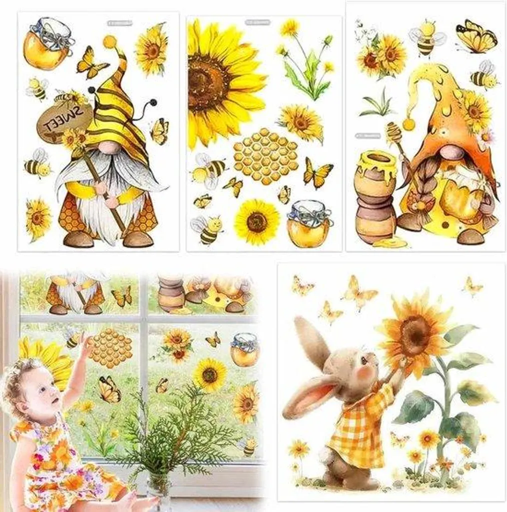 Stickers muraux Pâques : 4 planches autocollantes pour chambre d'enfant