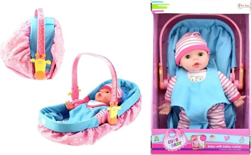 Babypuppe weich, mit Maxicosi spricht und singt