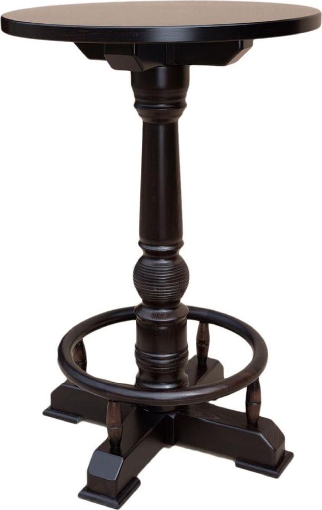 Casa Padrino Luxus Stehtisch mit Fußstütze Dunkelbraun Ø 75 x H. 110 cm - Runder Massivholz Tisch - Runder Massivholz Bartisch - Massivholz Möb...