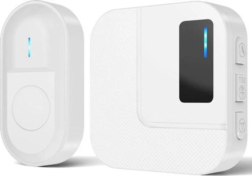 Sonnerie de porte sans fil 300m étanche IP55 avec 55 mélodies blanc