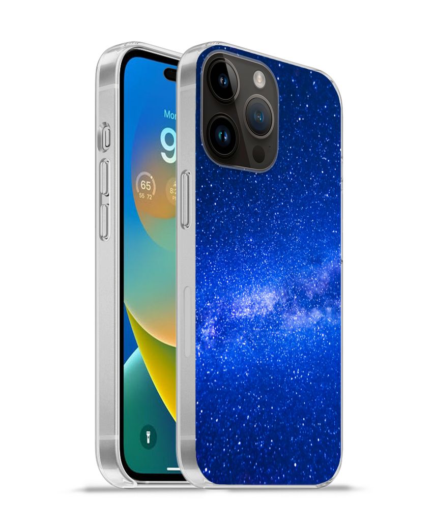 MuchoWow Handyhülle Schutzhülle Hülle für Apple iPhone 14 Pro - Softcase Sternenhimmel - Universum - Blau - Jungen - Mädchen - Kinder Siliko...