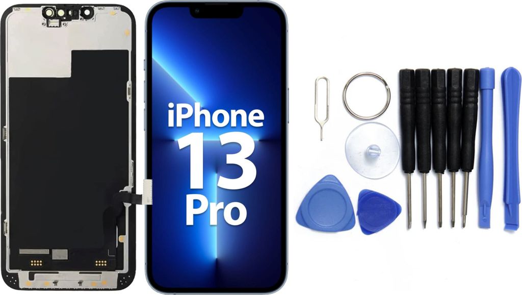 Display für iPhone Ersatzdisplay, Ersatzbildschirm mit Rahmen – LCD/OLED Display für iPhone optional mit Werkzeugset – IPhone 13 Pro / Mit W...