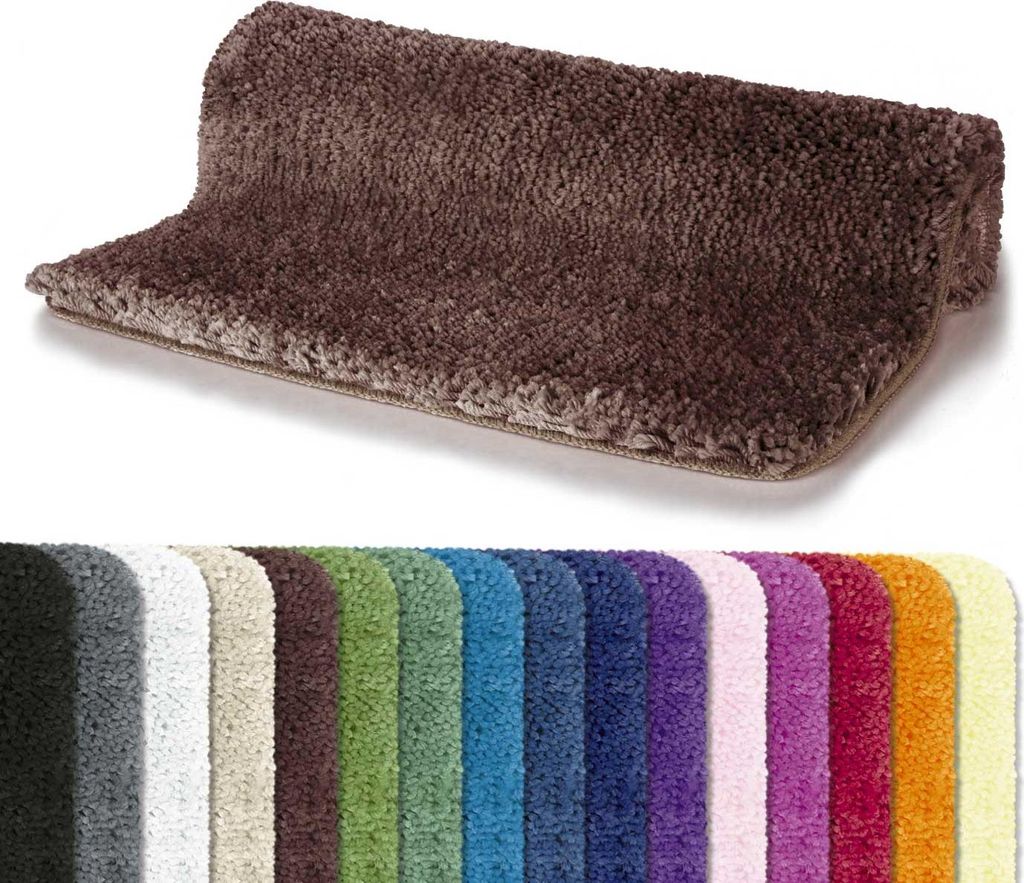 Spirella Badteppich Badematte Duschvorleger Mikrofaser Hochflor | flauschig | rutschhemmend | geeignet für Fußbodenheizung | 70x120 cm | Braun