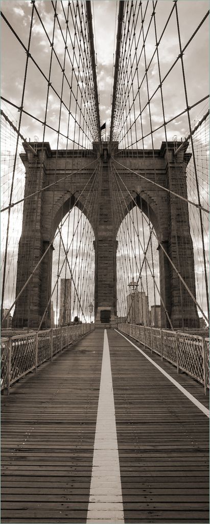 Wallario selbstklebendes Poster - Brooklyn Bridge in New York, Größe: 80 x 200 cm