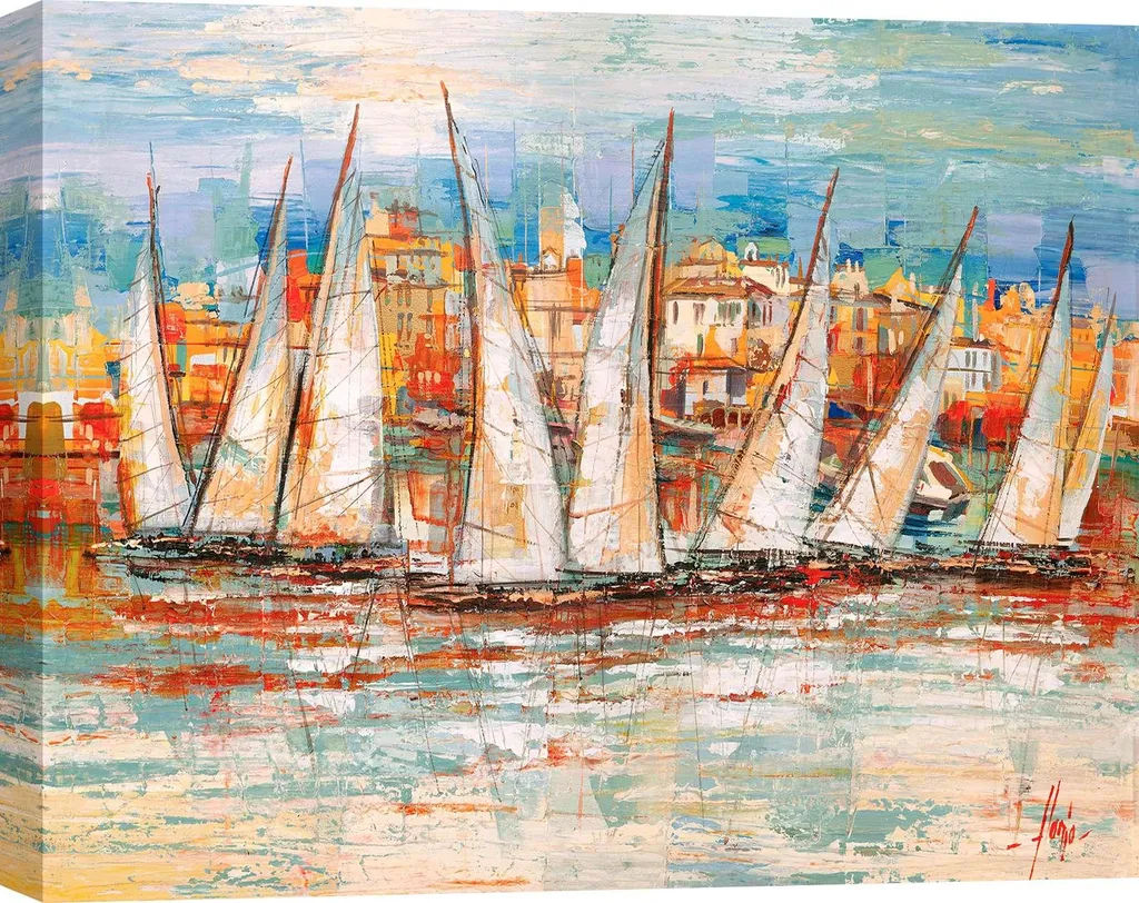 Tableau Déco Voiliers Régate Italienne de Luigi Florio Toile 60x40 cm