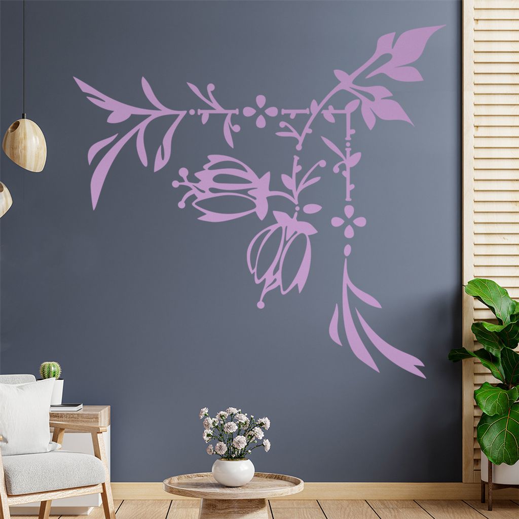 Blumenranke - Linien Wandtattoo in 6 Größen - Wandaufkleber Wall Sticker - Dekoration, Küche, Wohnzimmer, Schlafzimmer, Badezimmer