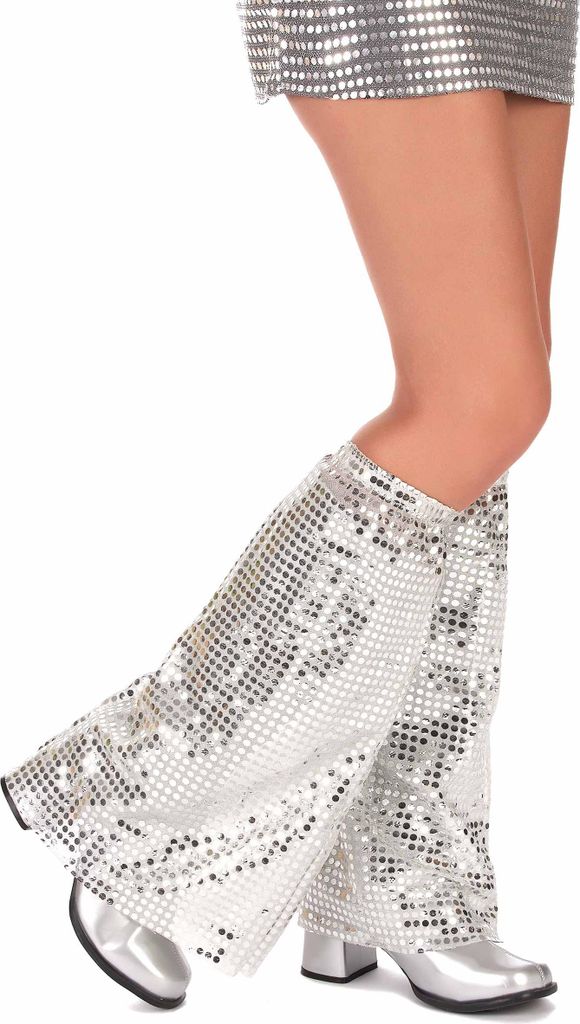 Disco Beinstulpen mit Pailletten für Erwachsene silber - Produktbild 