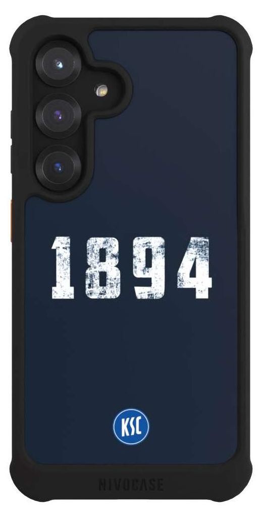 NIVOCASE Hülle für Samsung Galaxy S25 Stoßfeste Handyhülle NIVOmax Case Schwarz Bundesliga KSC Karlsruher SC