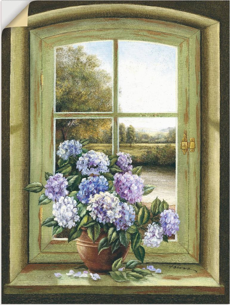 ARTland Wandbild, selbstklebend Hortensien am Fenster Größe: 30x40 cm