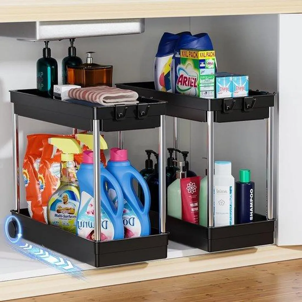 Organisateur sous évier pour salle de bain et cuisine - Pack de 2 unités