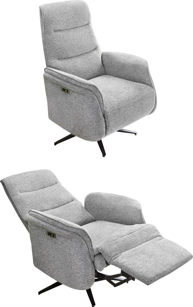 Relax-Fernsehsessel TV zwei-motorisch elektrisch Heizung Massage Chenille Grau / 15600