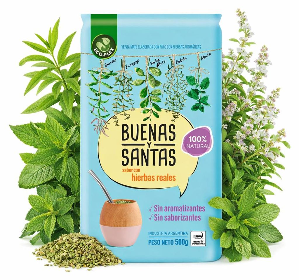 Buenas y Santas - Mate Tee Hierbas Reales 500g - Mit Produktbild 