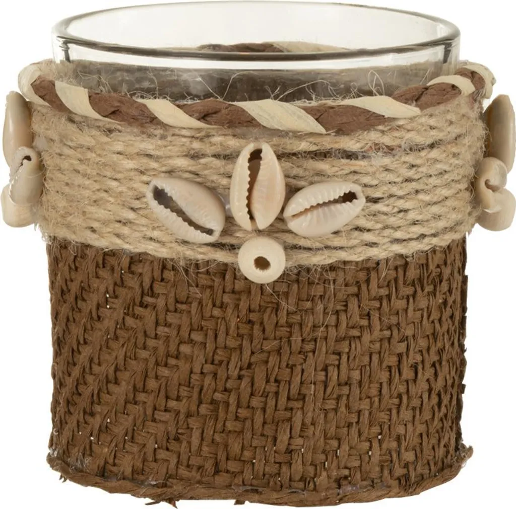 Sublimez votre Déco avec le Porte-bougies J-Line Coquillages en Verre Brun