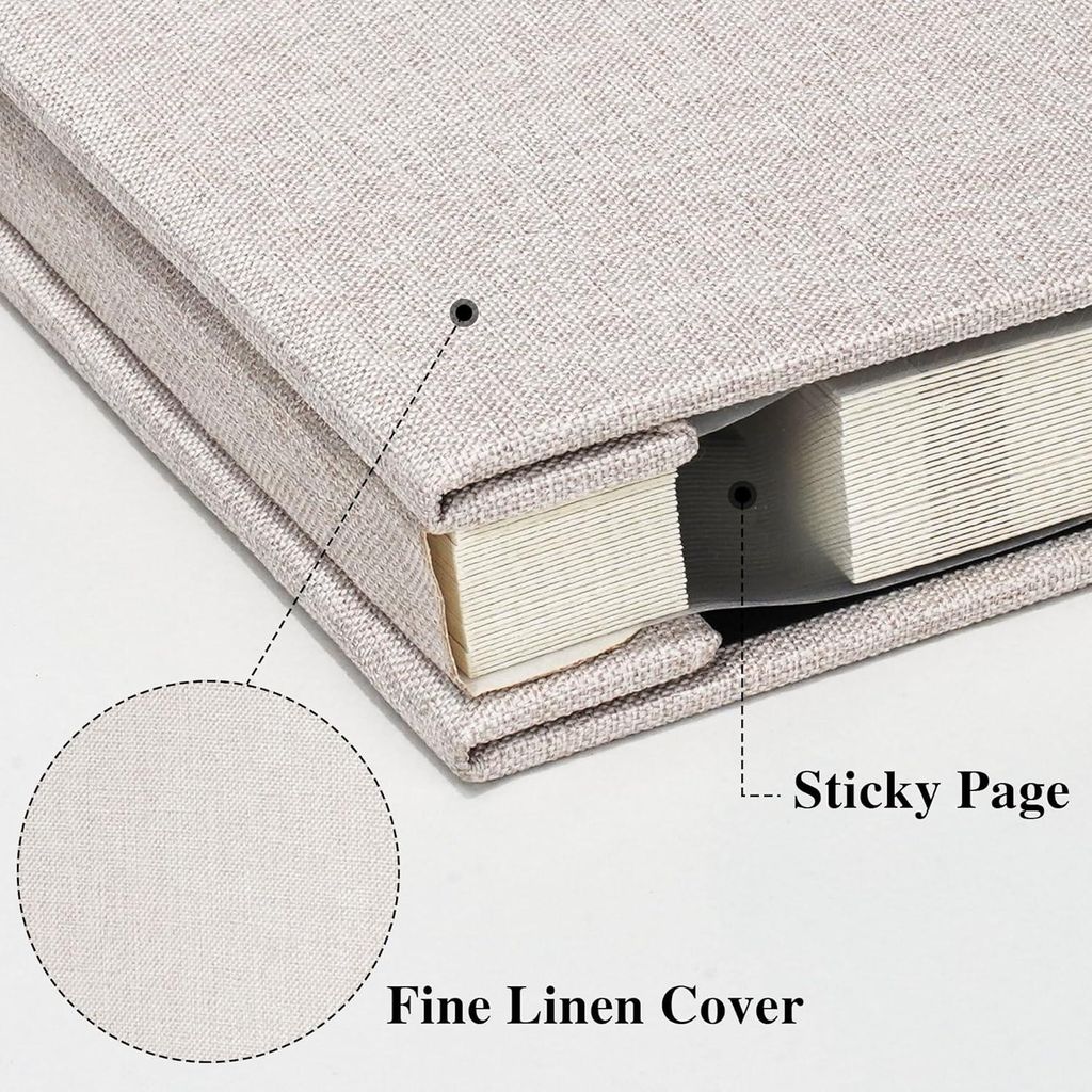 Selbstklebendes Fotoalbum - Hochzeit und Erinnerungen - 40 Seiten - beige - Leinen - 10 x 15 cm