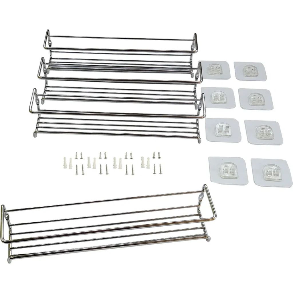 4er Set Gewürzregale aus Metall für Gewürzdosen inkl. Klebepads und Schrauben