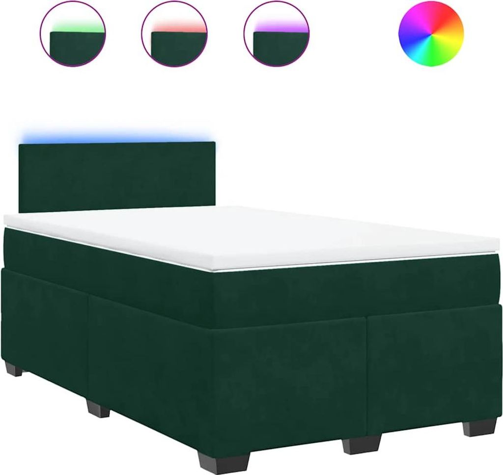 vidaXL Boxspringbett mit Matratze Dunkelgrün 120x190 cm Samt