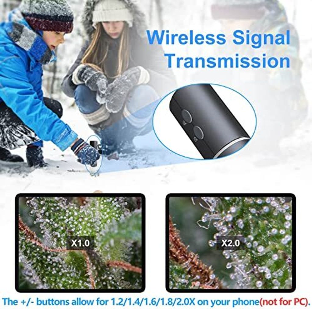 Microscopio Digitale WiFi 4K 3840x2160 – Wireless Per IPhone, Android, Mac E PC, Con Batteria 900 MAh E 8 LED Regolabili