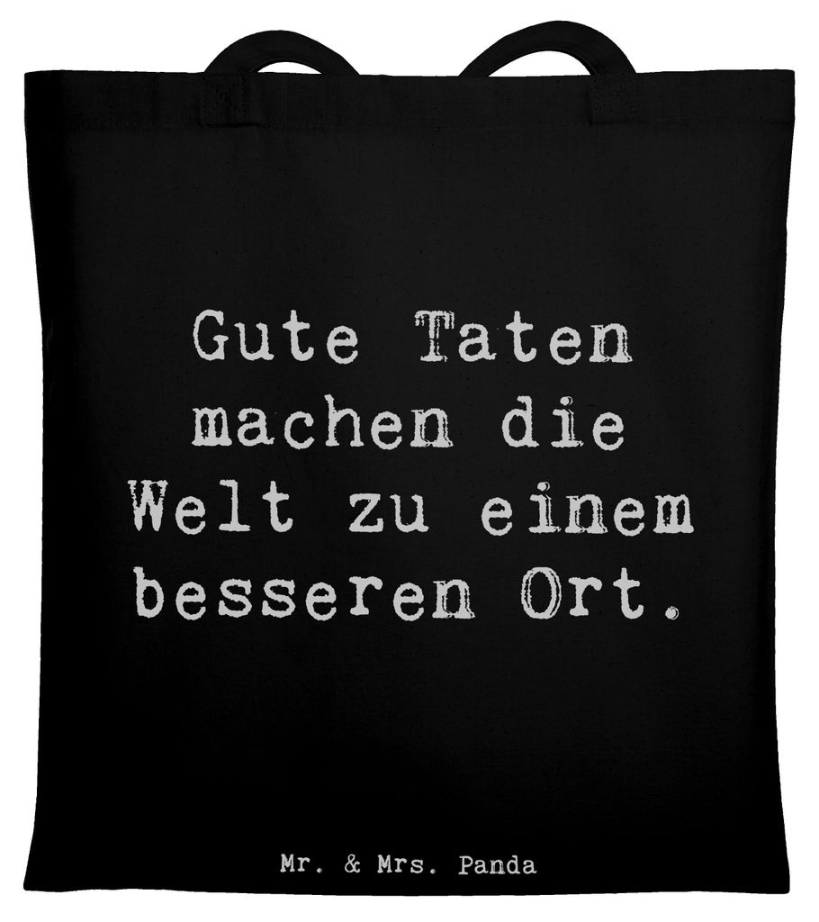 Mr. & Mrs. Panda Tote Bag Spruch Freundlichkeiten verbreiten - Schwarz - Geschenk, Gute Taten, Tragetasche, Shopping Tasche, Liebe, Zuversicht, Hof...