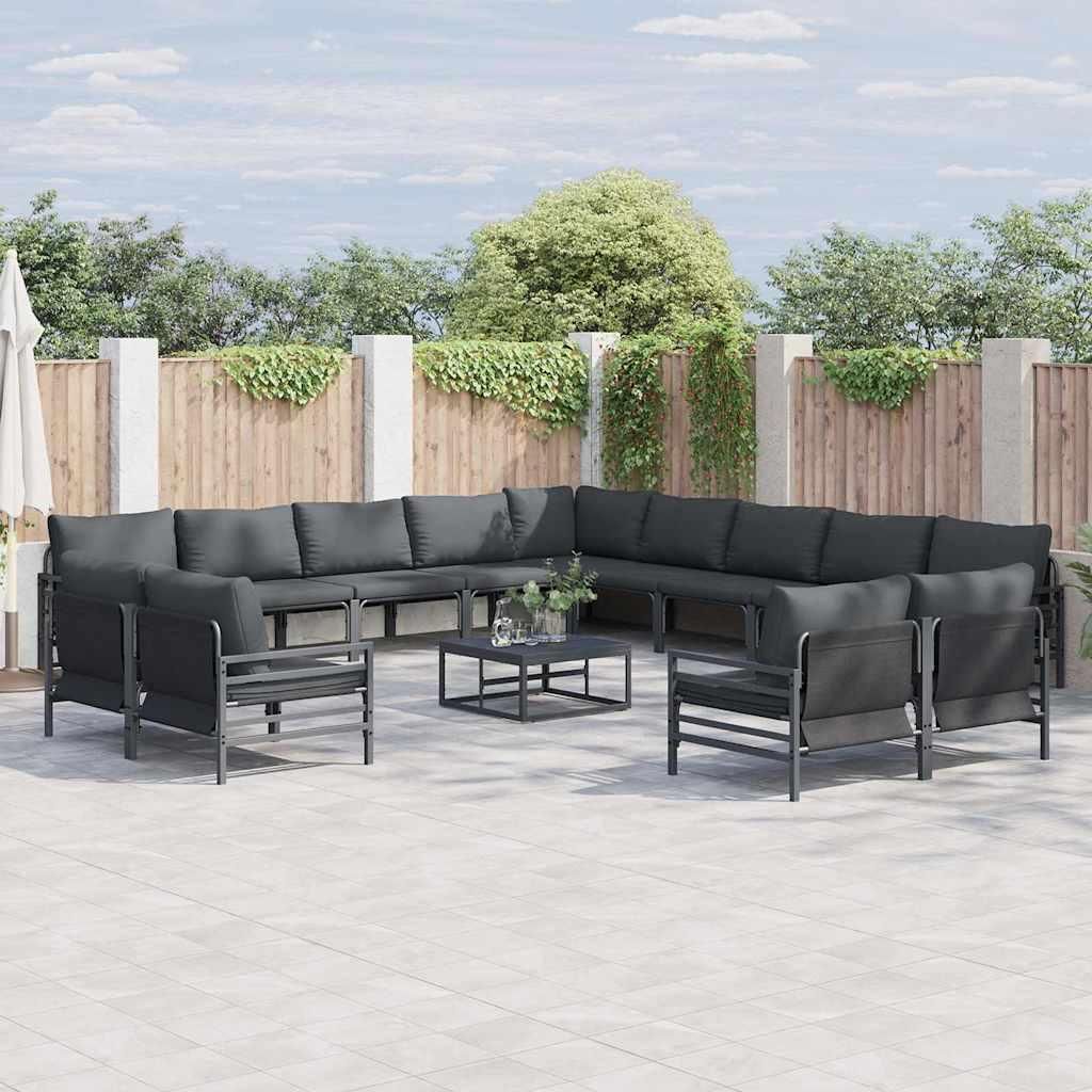 Garten-Sofa-Set 14 pcs Anthrazit Stahl, Gartenmöbel-Sets Design Möbel Neu