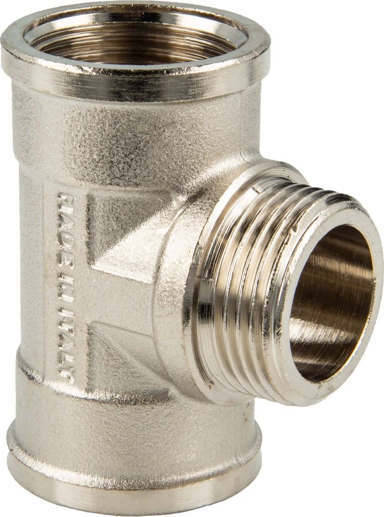 tecuro T-Stück Innengewinde Rp x Außengewinde G x Innengewinde Rp 3/4 Zoll, MS-vernickelt CW617N
