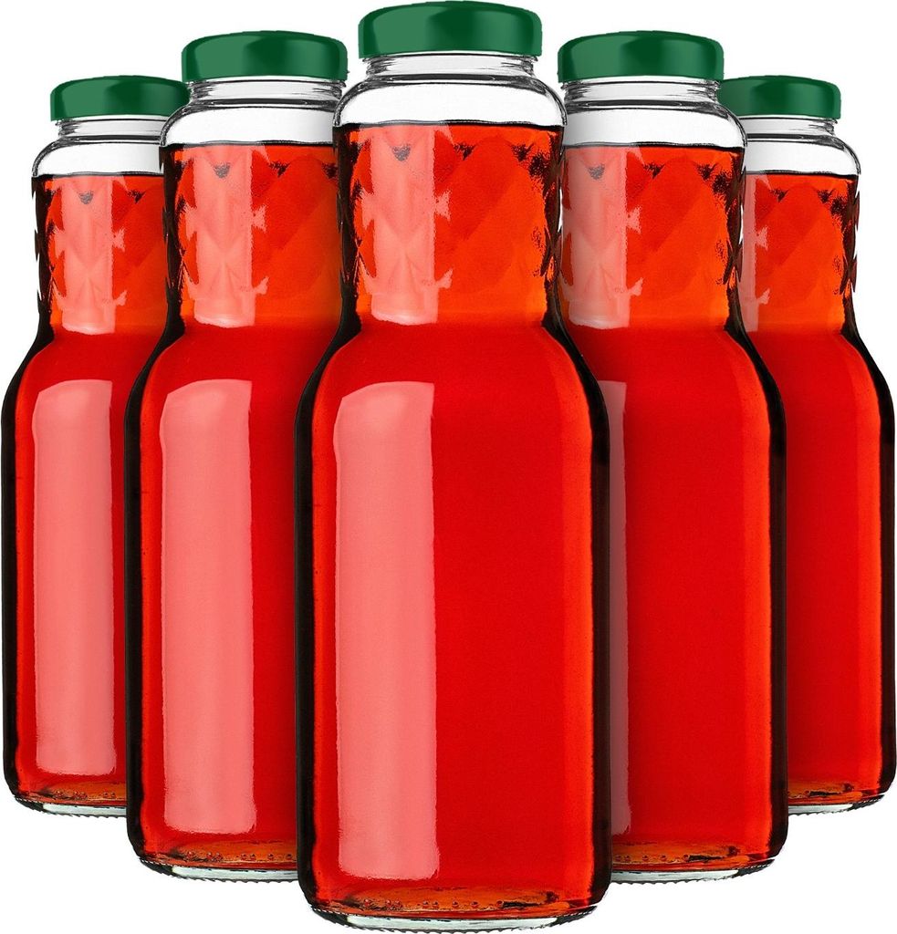 KADAX Glasflaschen 1L, Grün 20 Stück, Saftflaschen mit Produktbild 