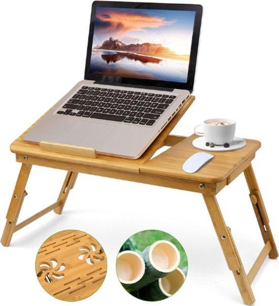 Klappbarer Laptopständer aus Bambus
