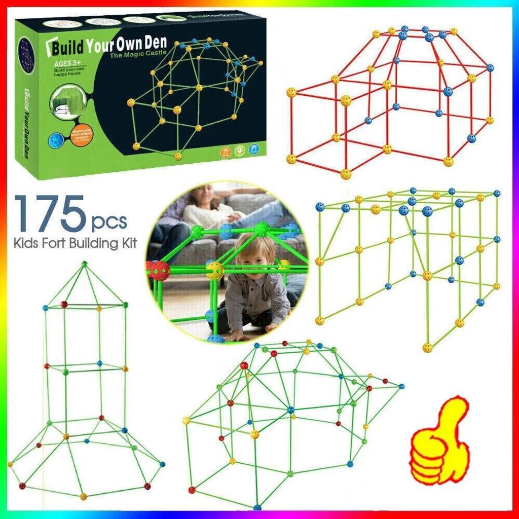 175Pcs DIY Bauen Kinder Zelt Höhle Set Geschenk Bausteine Lernspielzeug Party
