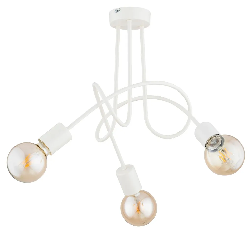 Suspension TANGO métal crème 3 feux E27, éclairage design 48x48 cm