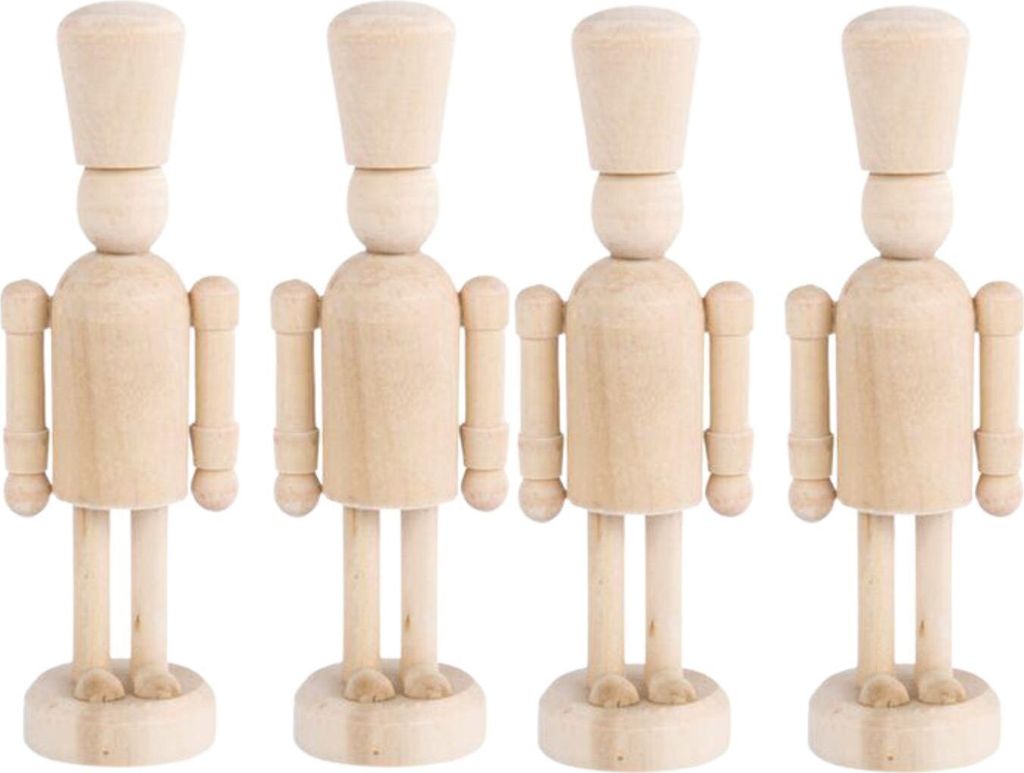 4 figure di schiaccianoci in legno da dipingere 13 cm Immagine del prodotto 