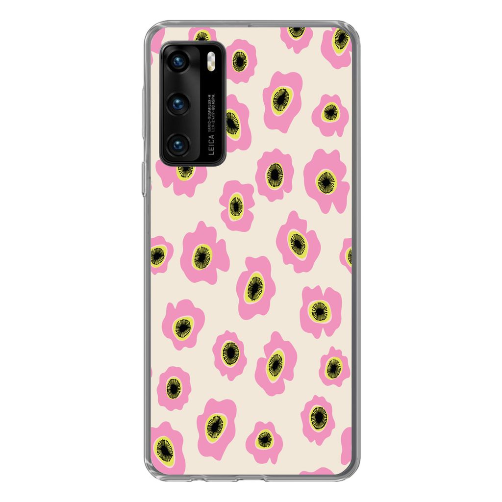 MuchoWow Handyhülle Schutzhülle Hülle für Huawei P40 Blume - Muster - Abstrakt Silikon Softcase Handy Hülle - Handytasche - Geburtstag Teenager