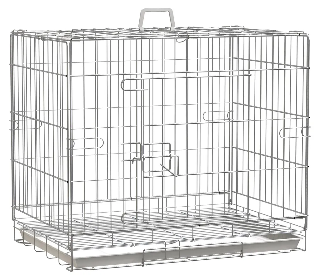Caisse de transport pour chien en fil métallique blanc 61x43x50 cm