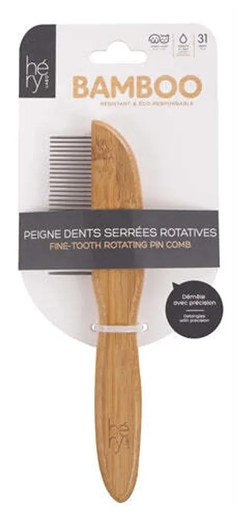 Pettine Hery Labo in Bambù con Denti Rotanti | Toelettatura Professionale