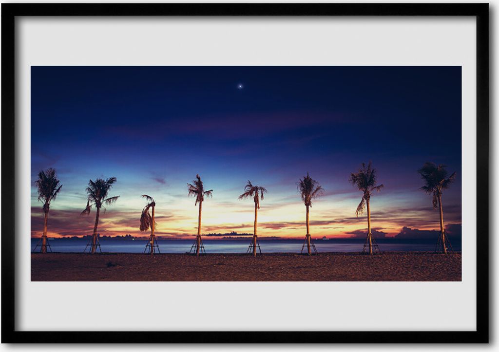 Bild 100x70 MDF-Rahmen Wandkunst Palme, Meer, Landschaft