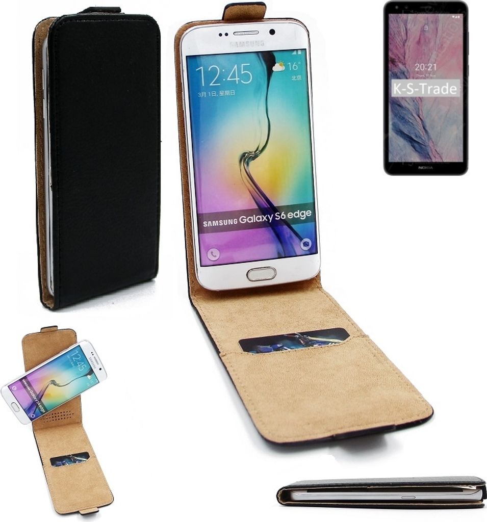 K-S-Trade Schutzhülle Handyhülle kompatibel mit Nokia C01 Plus Flipstyle 360° Smartphone Tasche, schwarz, Case Flip cover