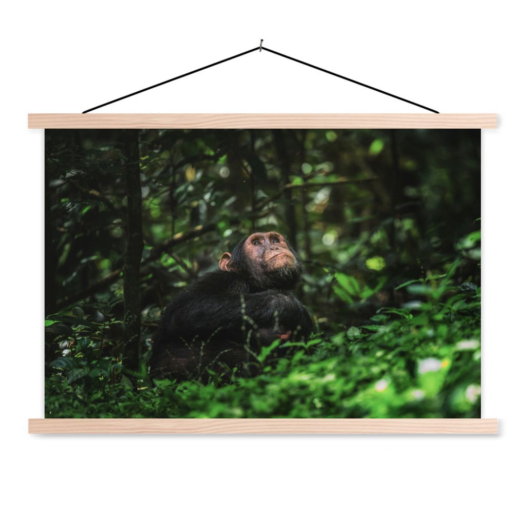 MuchoWow Textilposter App zwischen Grünpflanzen im Dschungel 60x40 cm mit holzfarbenen Rahmen - Bilder