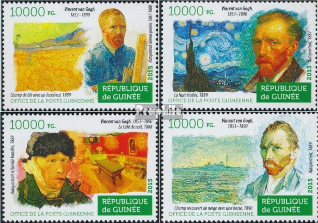Briefmarken Guinea 2015 Mi 11203-11206 (kompl. Ausgabe) postfrisch Vincent van Gogh