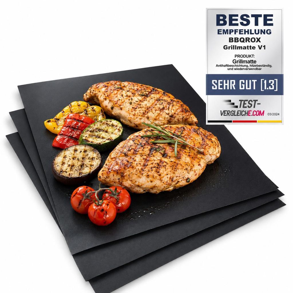 BLACKROX BBQROX Grillmatten Antihaft 3er Set – Wiederverwendbar (50x40x0,2cm