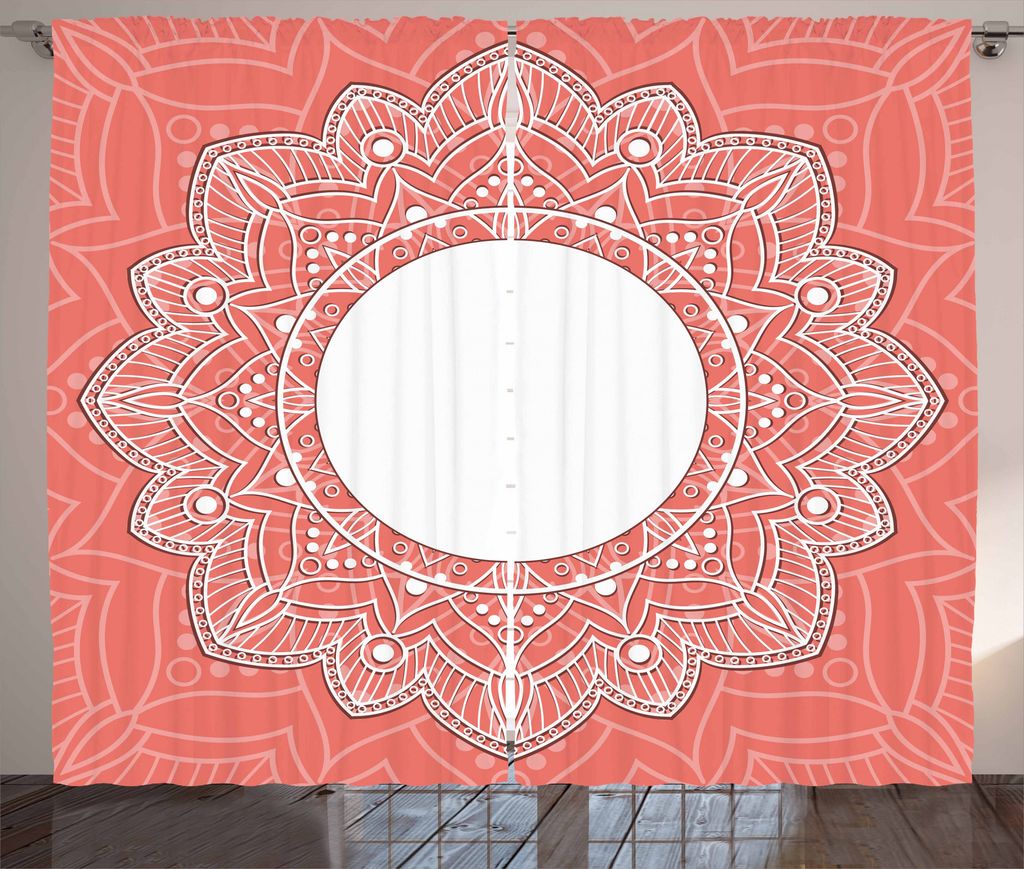 ABAKUHAUS Pfirsich Rustikaler Vorhang, Brautspitze Design Weiche, Wohnzimmer Universalband Gardinen mit Schlaufen und Haken, 280 x 175 cm, Coral Weiß