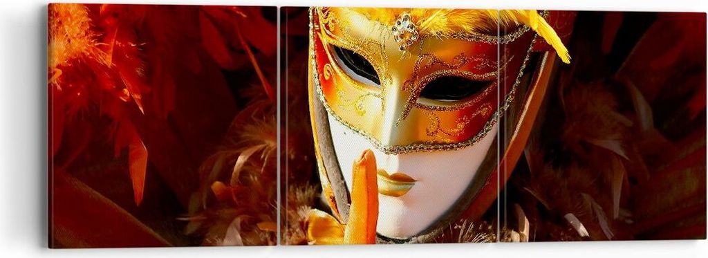 Bild auf Leinwand - Leinwandbild - Venezianische Maske bunt Karneval - 90x30cm - Wand Bild - Wanddeko - Leinwanddruck - Bilder - Kunstdruck - Leinw...