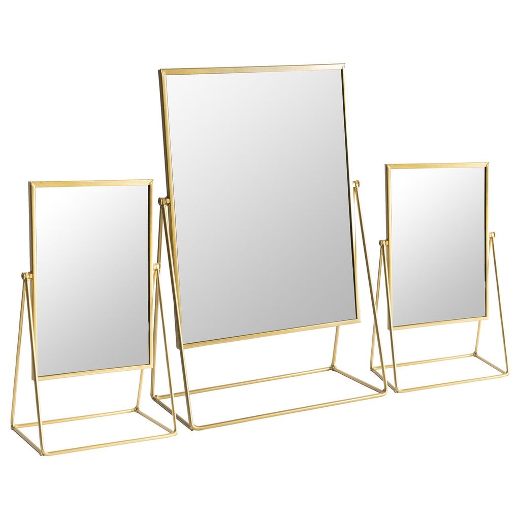 Harbour Housewares 3 Stück Frisierkommode Rasierspiegel Set - Freistehende Tisch Make-up kosmetischen Spiegel - 2 Größen - Gold
