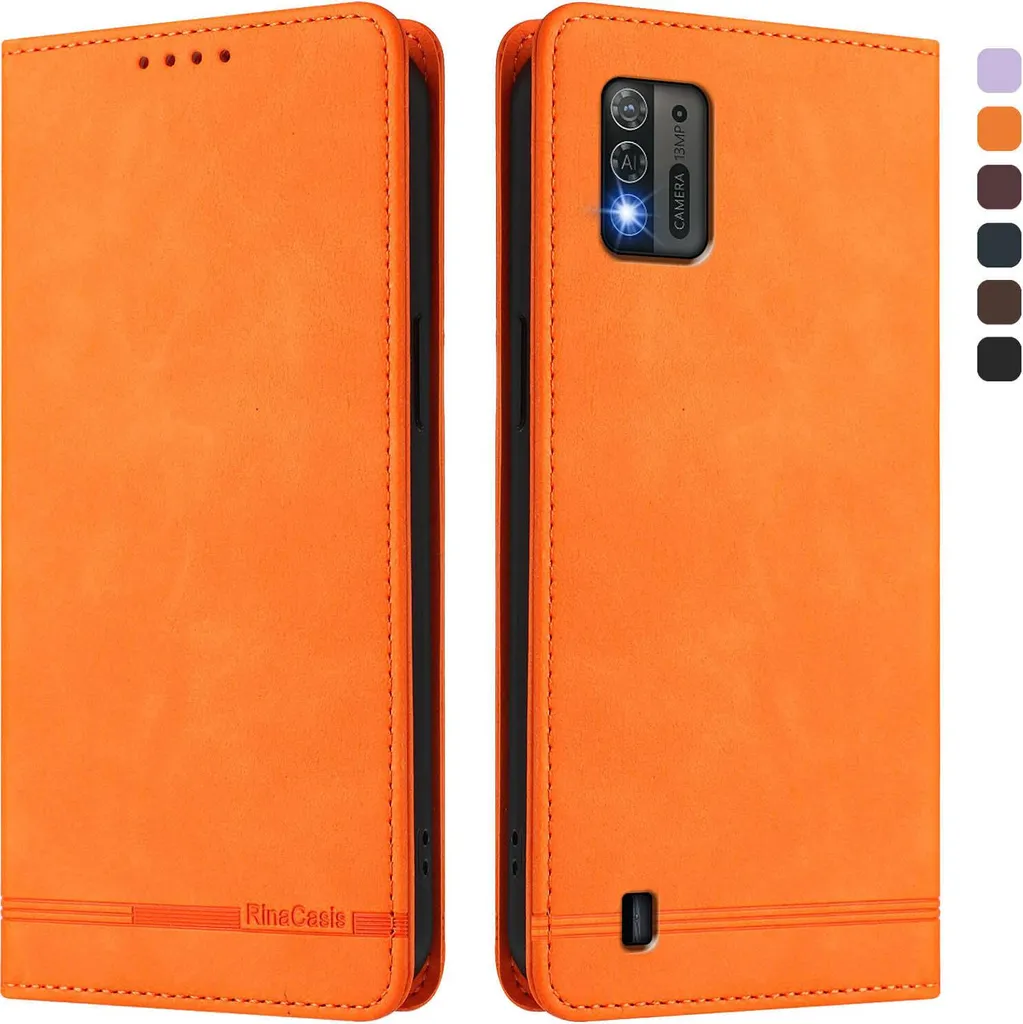 Cover ZTE Blade A52 Lite con Stand e Slot Carte - Arancione Intenso