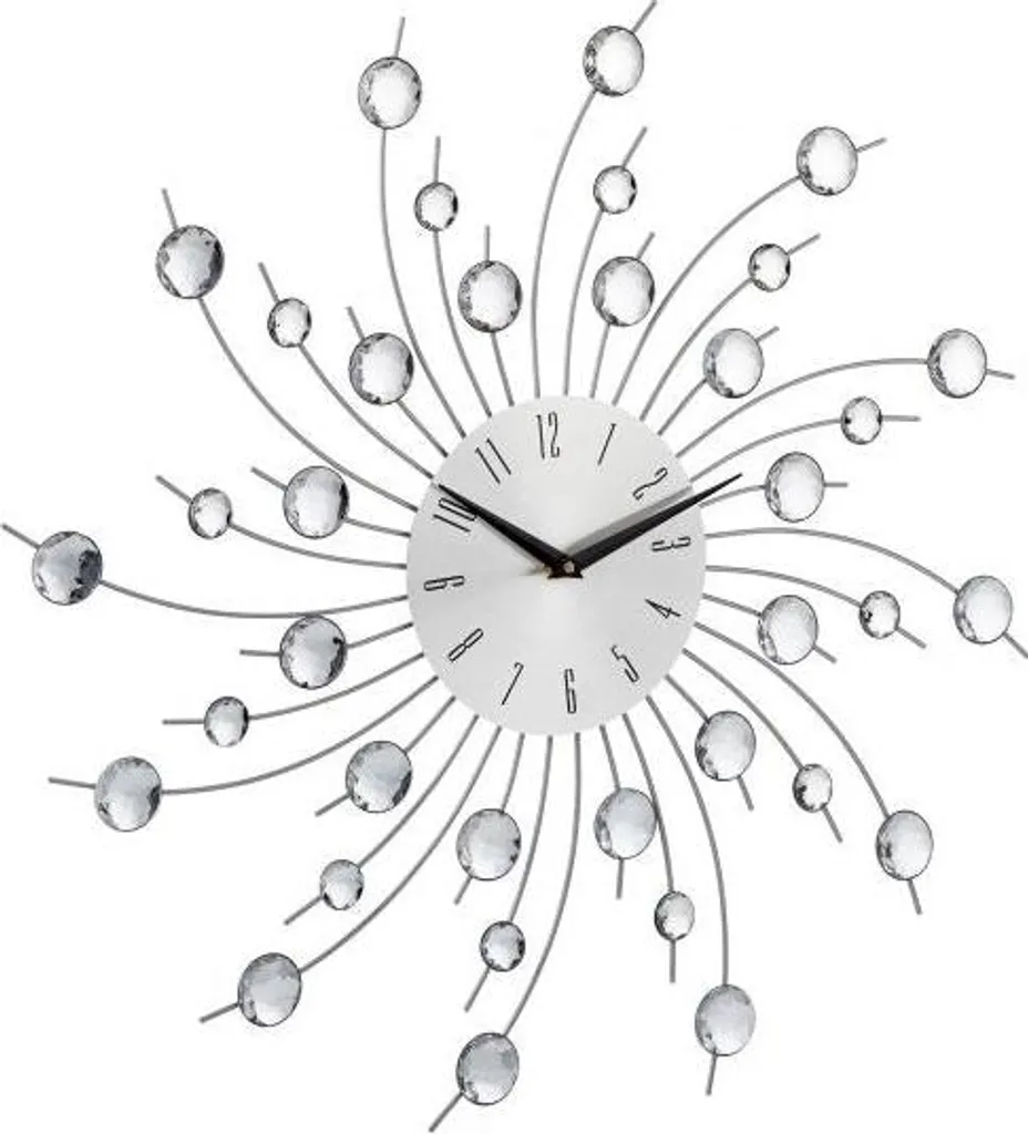 Horloge murale XL paillettes argentées 50cm design moderne et brillant