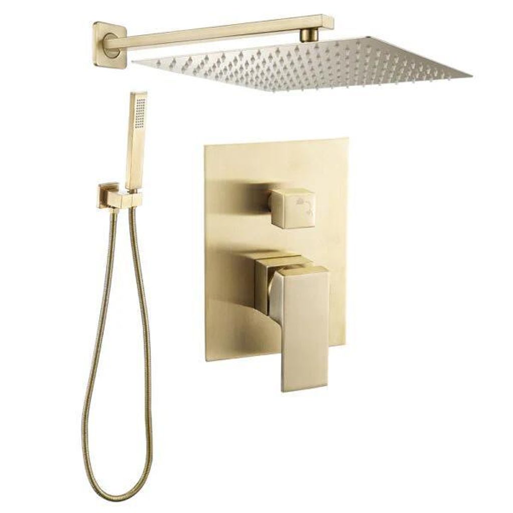 WEBO Inbau-Regendusche „Rio“ Komplettset mit Kopf- und Handbrause 20 cm – Matt Gold
