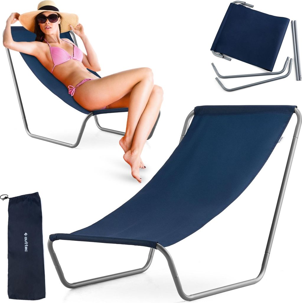 Outtec Strandstuhl, Strandsessel, Strandkorb - bis 100 kg - mit Tasche - Angelstuhl, Gartenstuhl, Leicht Camping Stuhl für Garten, Balkon, Strand