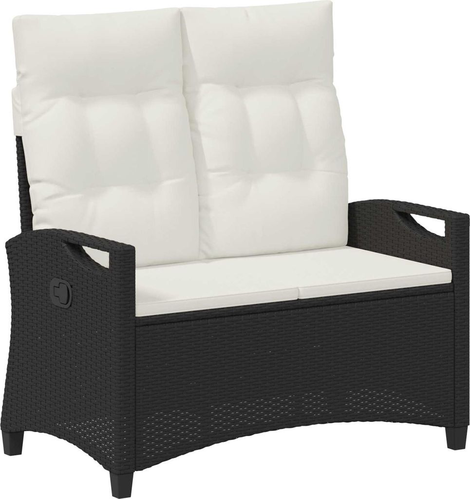 Gartenbank mit Kissen Schwarz und Creme 105 x 60 x 112 cm