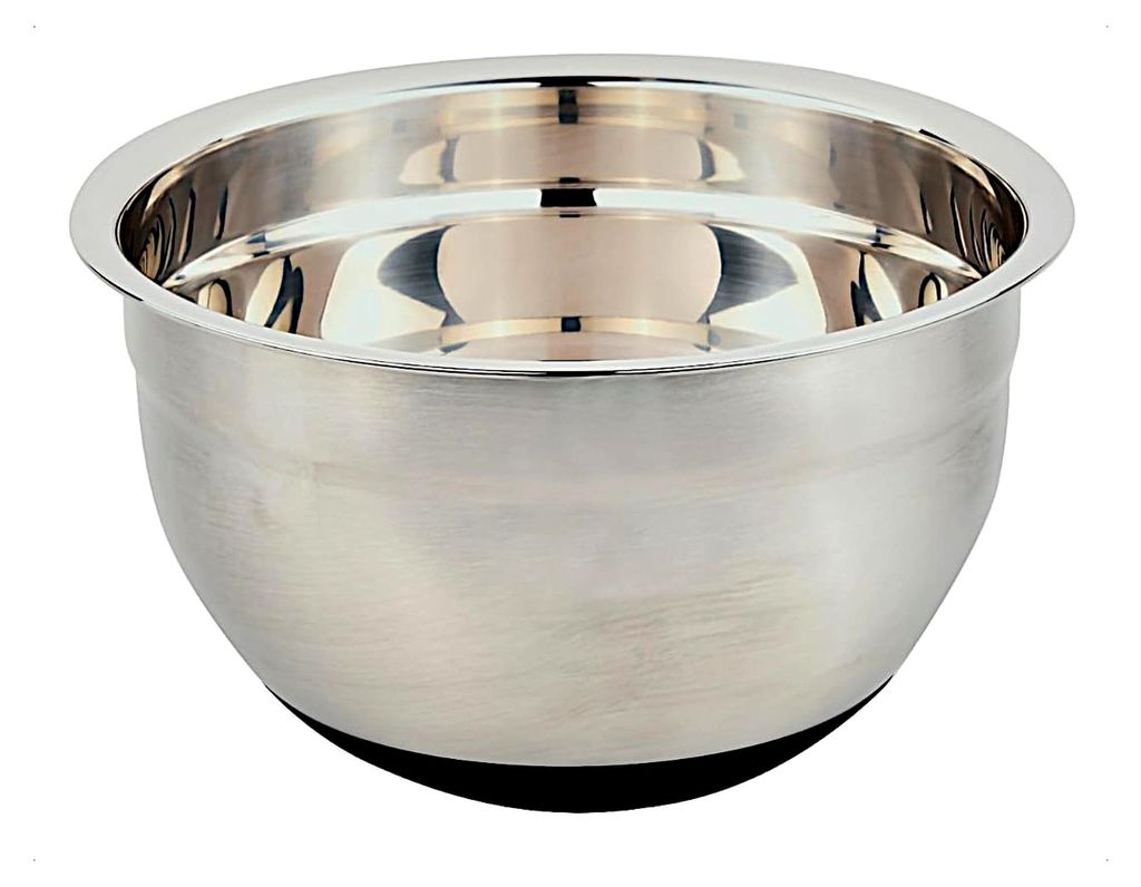 Rührschüssel aus Edelstahl mit Silikonboden, Ø 20 cm, Höhe: 11 cm, Farbe: Silber, Schwarz