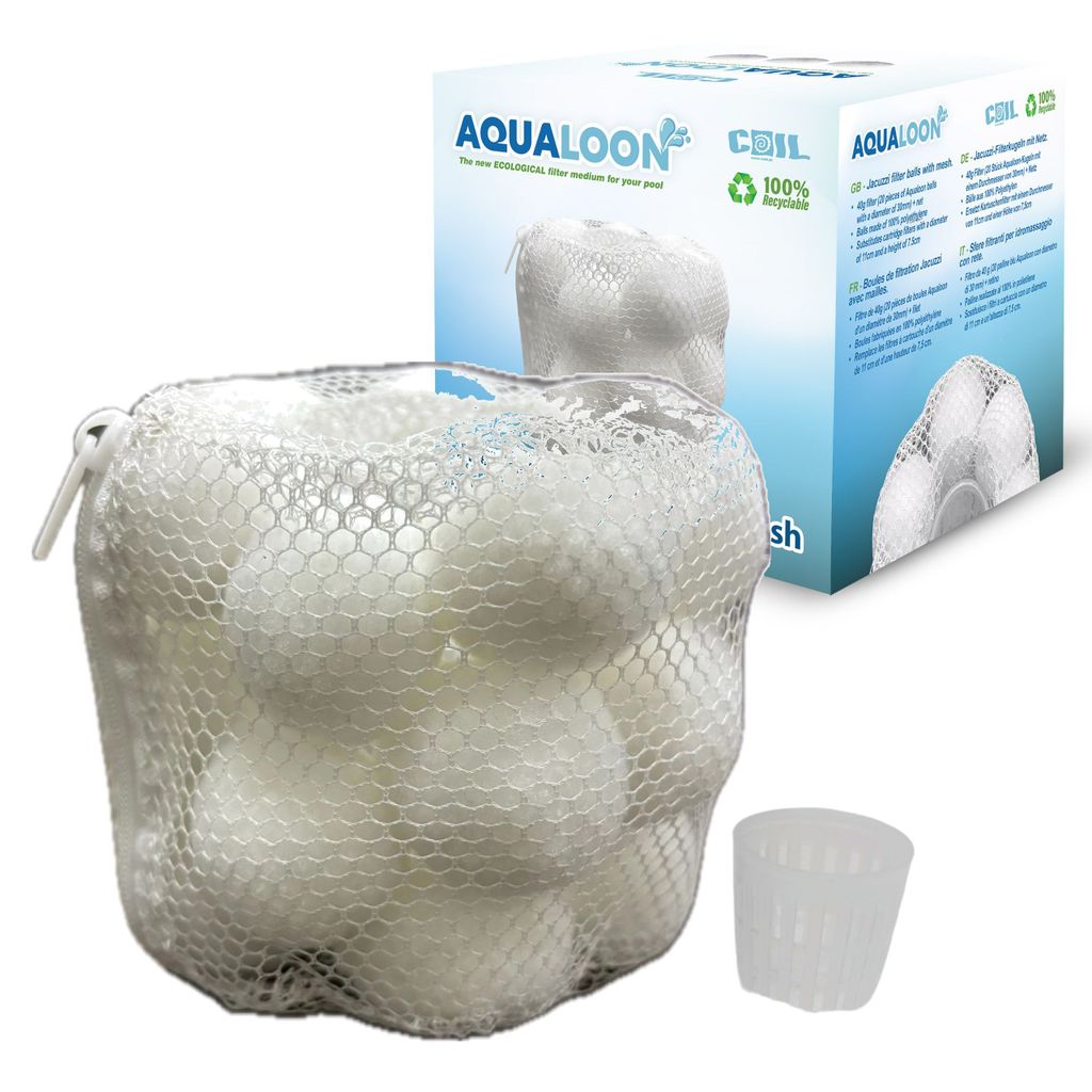 COIL Pool Filterbälle, Ökologischer Wasserfilter, Kompatibel mit Filter Typ VI Bestway und Intex Typ S1, 20 Stück, Wiederverwendbar, Weiß